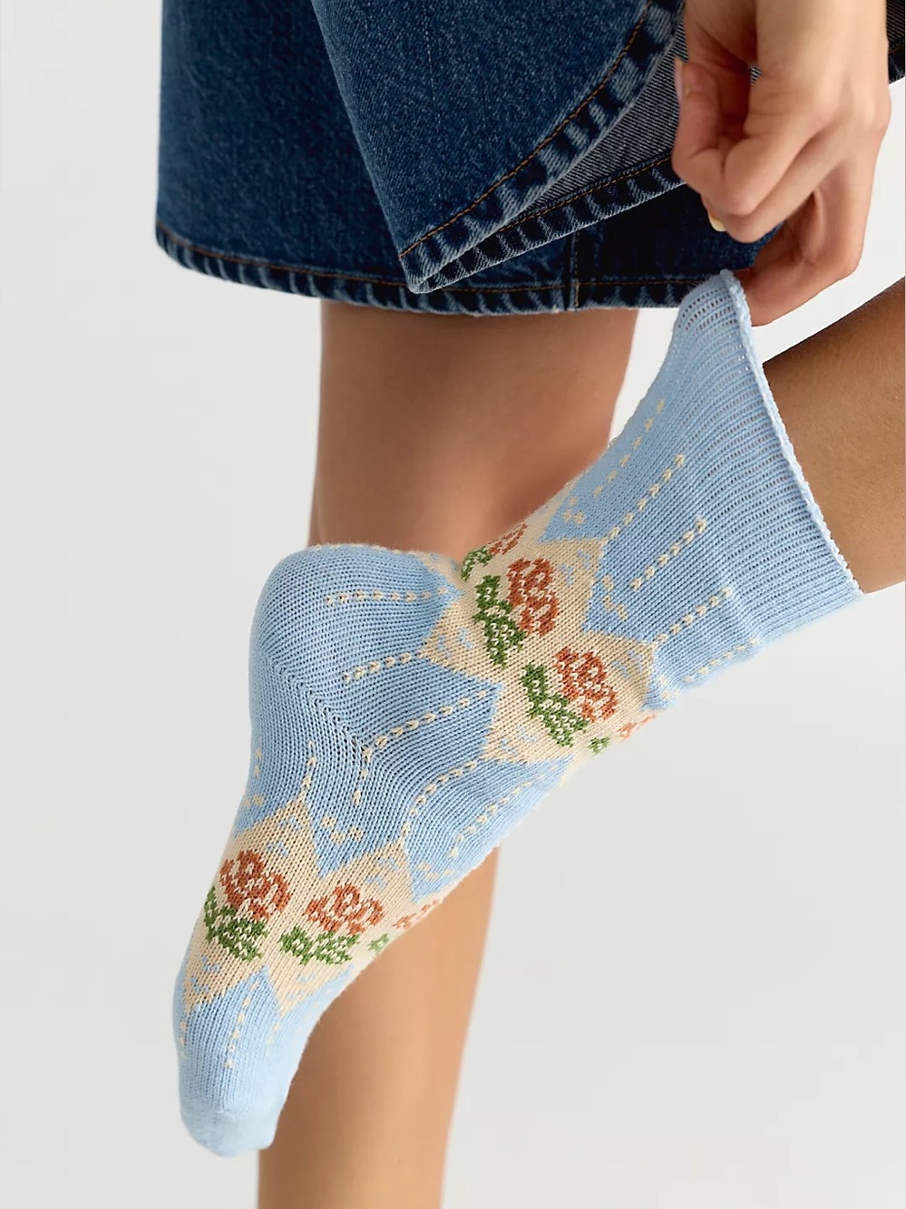 Free People Rosa Trouser Socks - Blue Combo